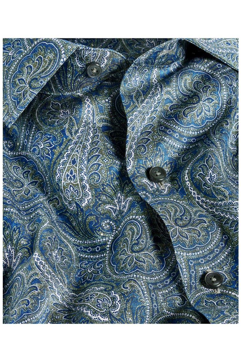 Paisley Sport Shirt, Alternate, color, NAVY/ GREEN