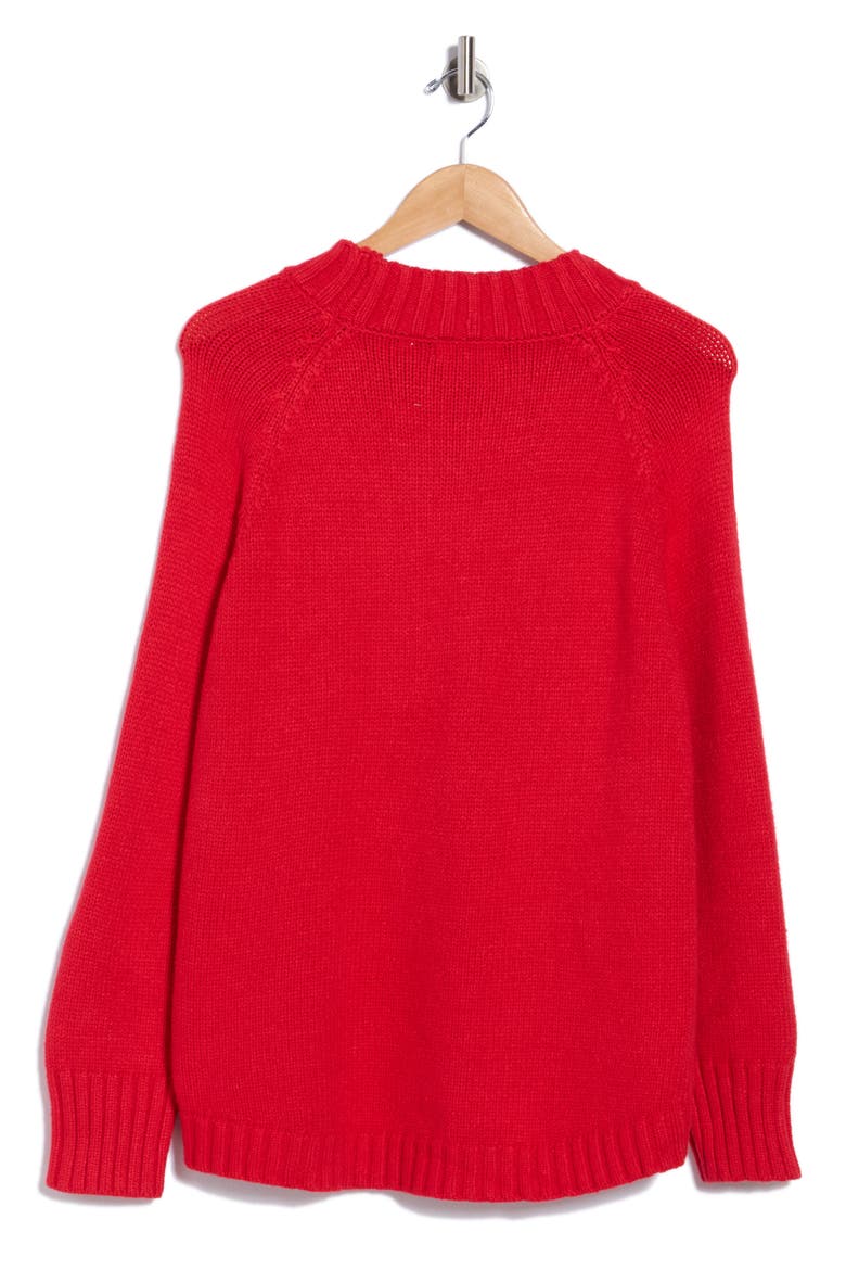 Center Cable Mock Neck Sweater, Alternate, color, RED