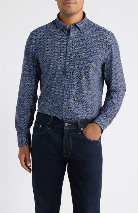 XC+™ Motion Geo Print Knit Button-Up Shirt