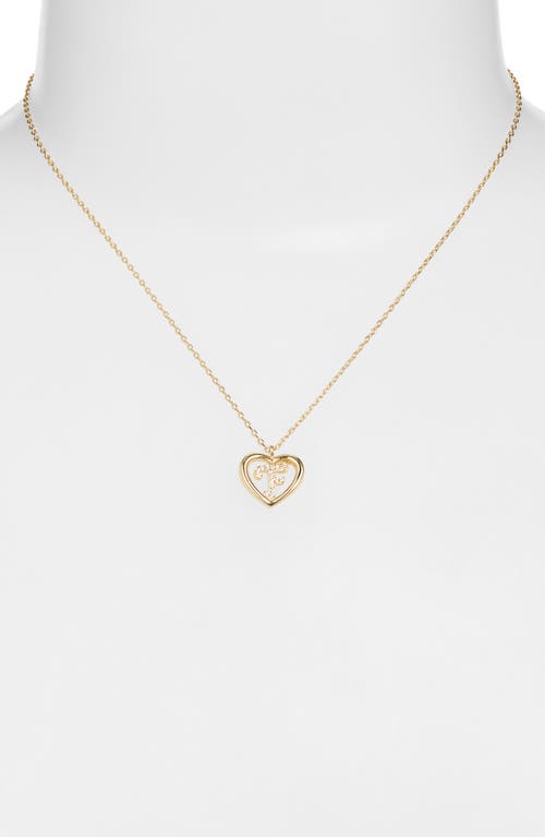 Argento Vivo Sterling Silver Heart Cubic Zirconia Initial Pendant Necklace In Gold