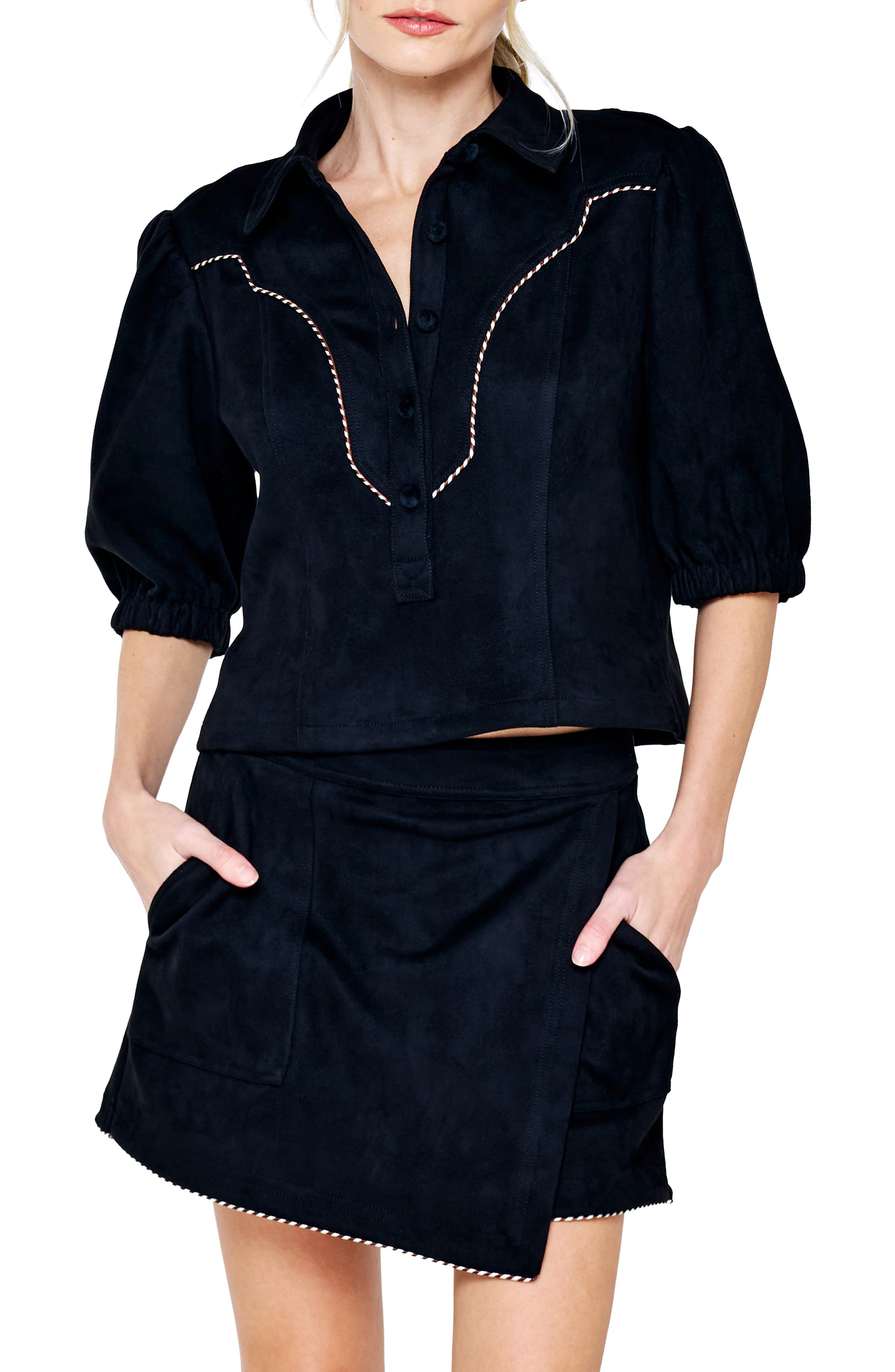 CIEBON Noa Faux Suede Wrap Skort (Women) | Nordstrom