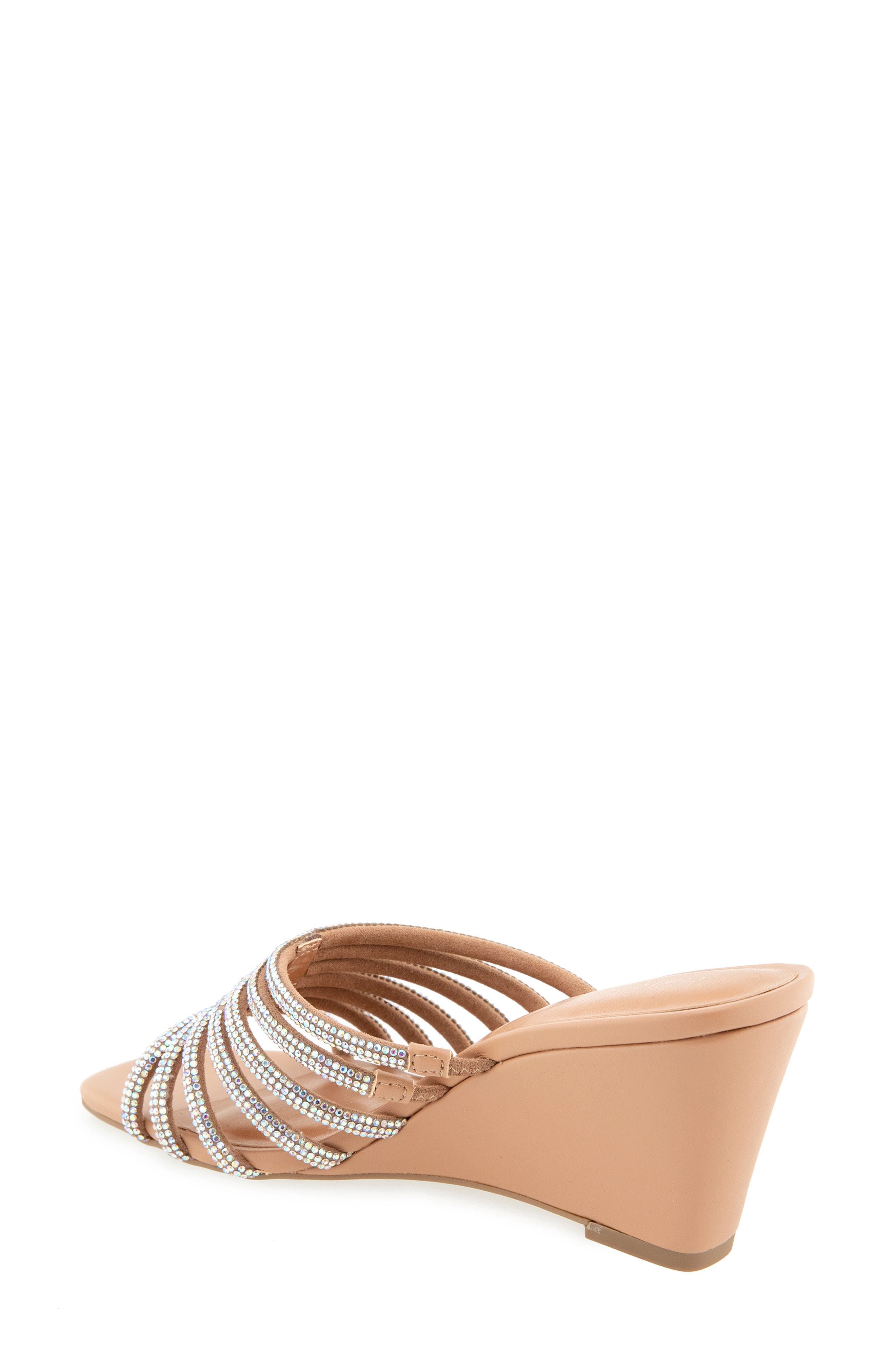 Lenix Rhinestone Wedge Slide Sandal, Alternate, color, TAN