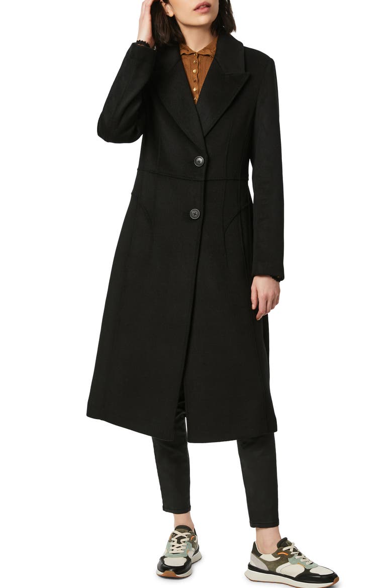 Solid Peaked Lapel Coat, Main, color, BLACK