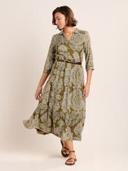 Brakeburn Chara Tiered Maxi Shirt Dress