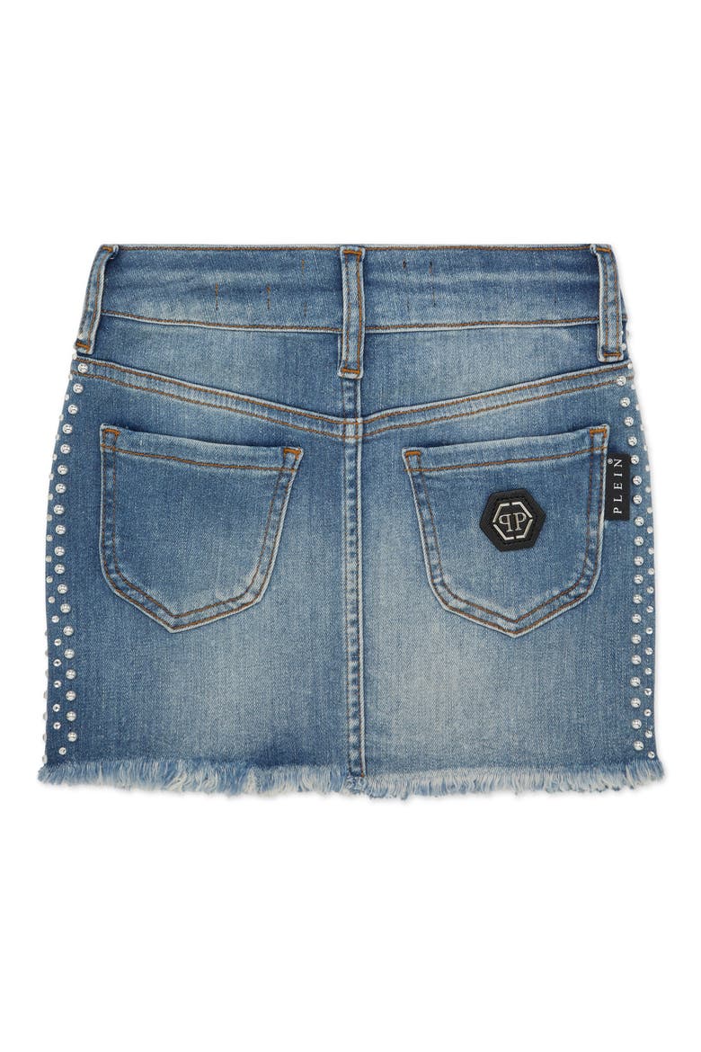 Denim Mini Skirt Rib Strass Girl, Alternate, color, Salt'N'Pepa