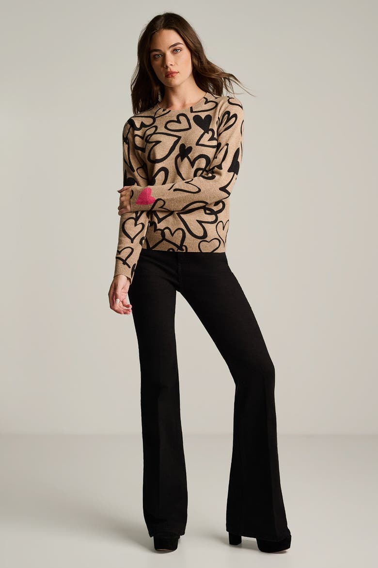 Love Cashmere Heart Sweater, Alternate, color, Biscuit