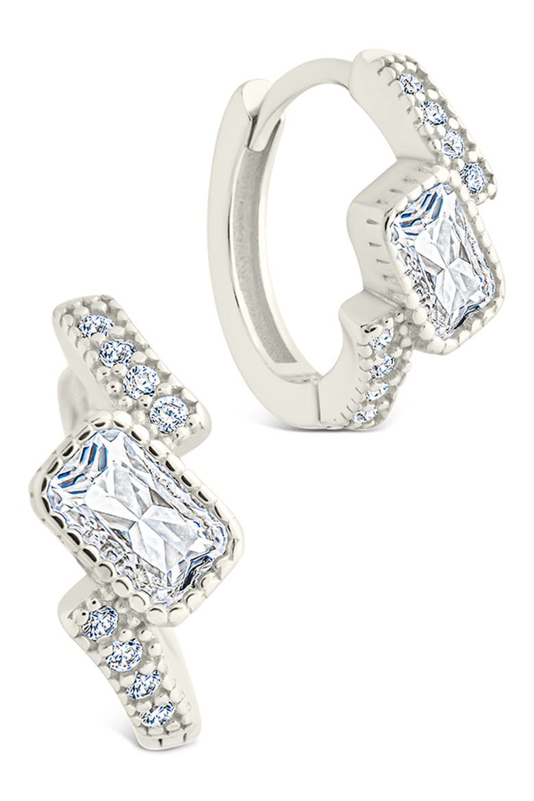 Maevyn Cubic Zirconia Huggie Hoop Earrings, Main, color, SILVER
