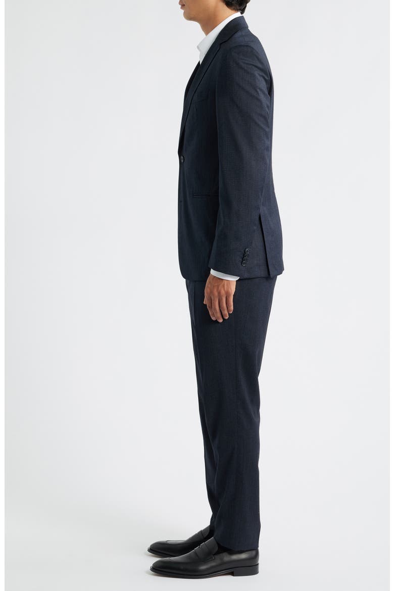 Huge Slim Fit Blue Mélange Stretch Wool Blend Suit, Alternate, color, DARK BLUE