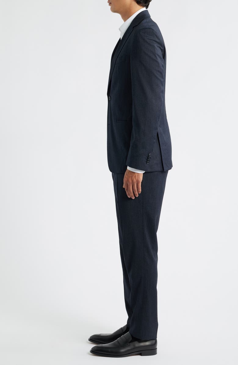 BOSS Huge Slim Fit Blue Mélange Stretch Wool Blend Suit, Alternate, color, Dark Blue
