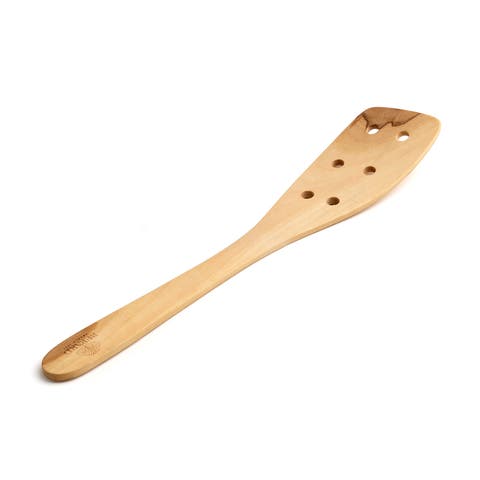 Contour Olive Wood Curved Slotted Spatula, 12-Inch