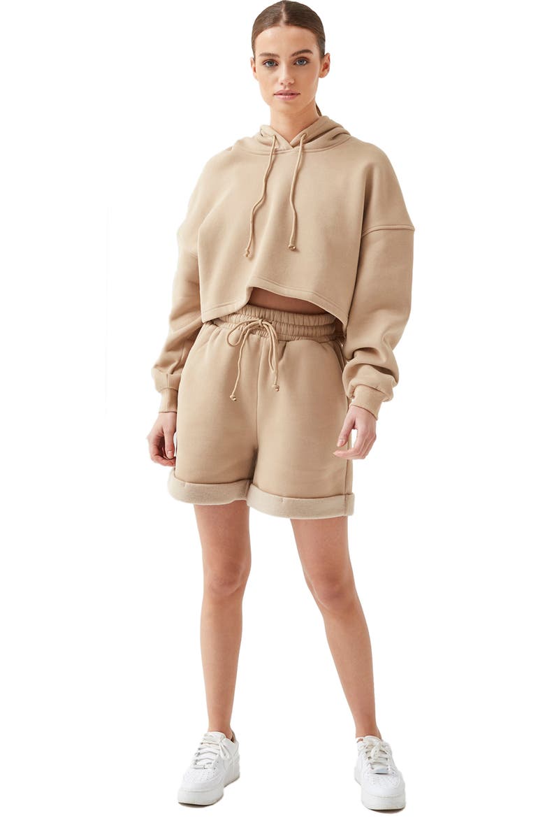 Lita Cuffed Sweat Shorts, Alternate, color, CAMEL JERSEY