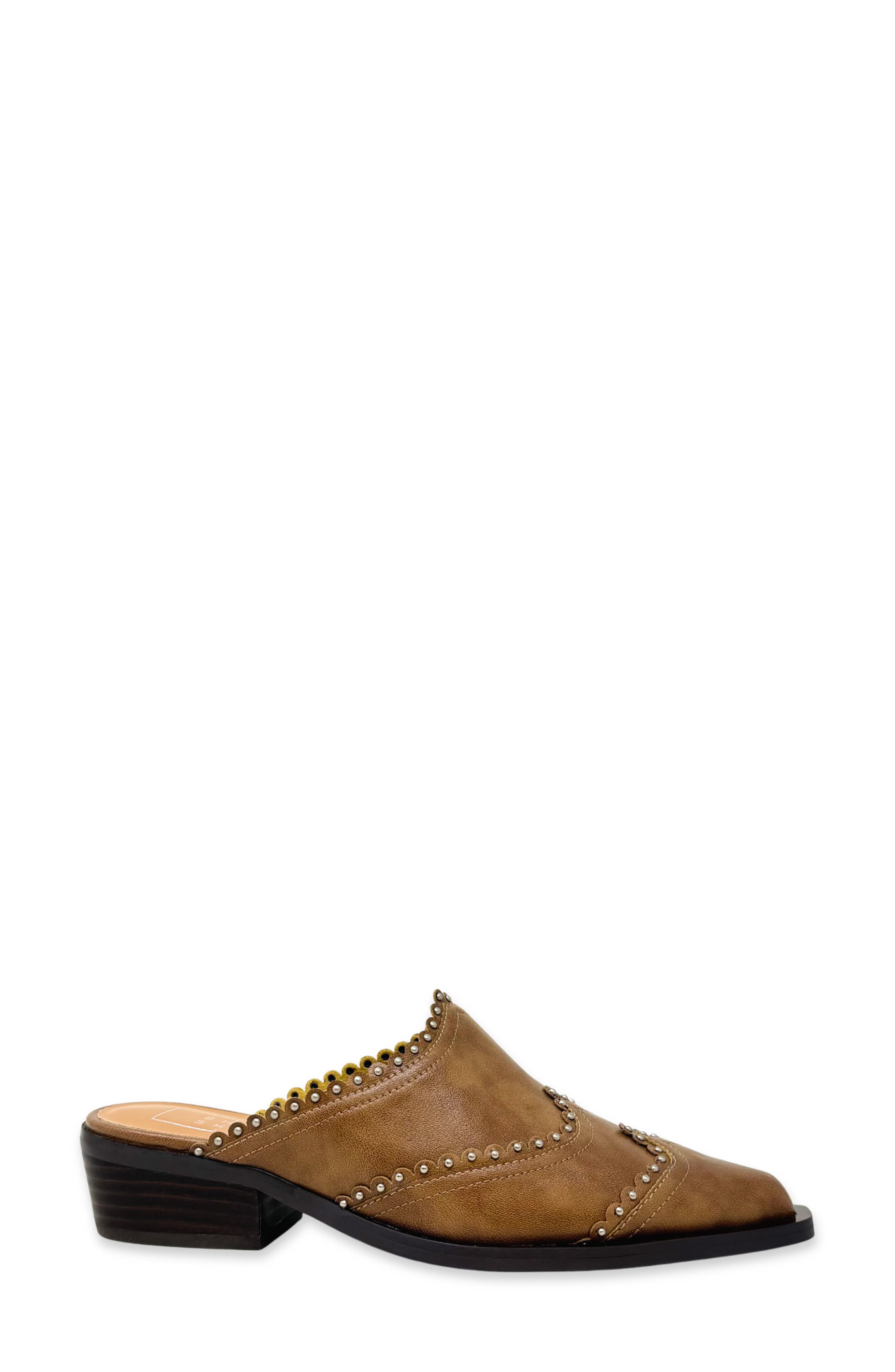 Tucson Faux Leather Wingtip Mule, Alternate, color, CAMEL
