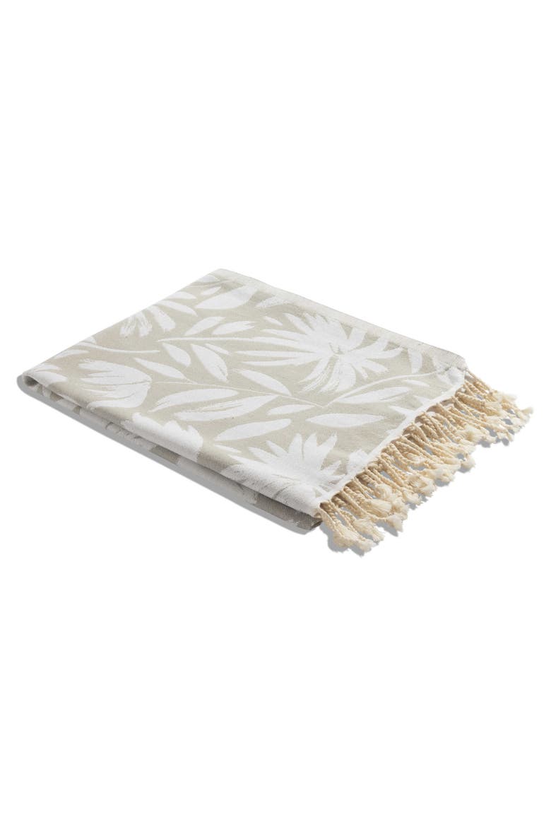 Whimsical Flower Organic Turkish Towel, Alternate, color, Grey