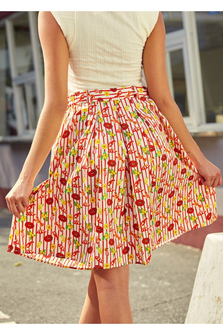Perfectly Pleated Button Front Skirt, Alternate, color, Kitschy Coastal