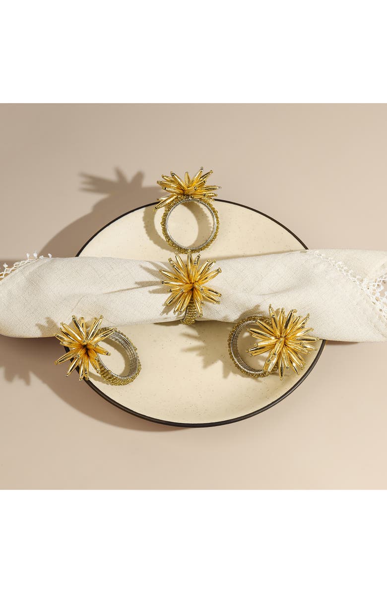Tiramisu Gilden Golden Set of 4 Napkin Rings, Alternate, color, Gold