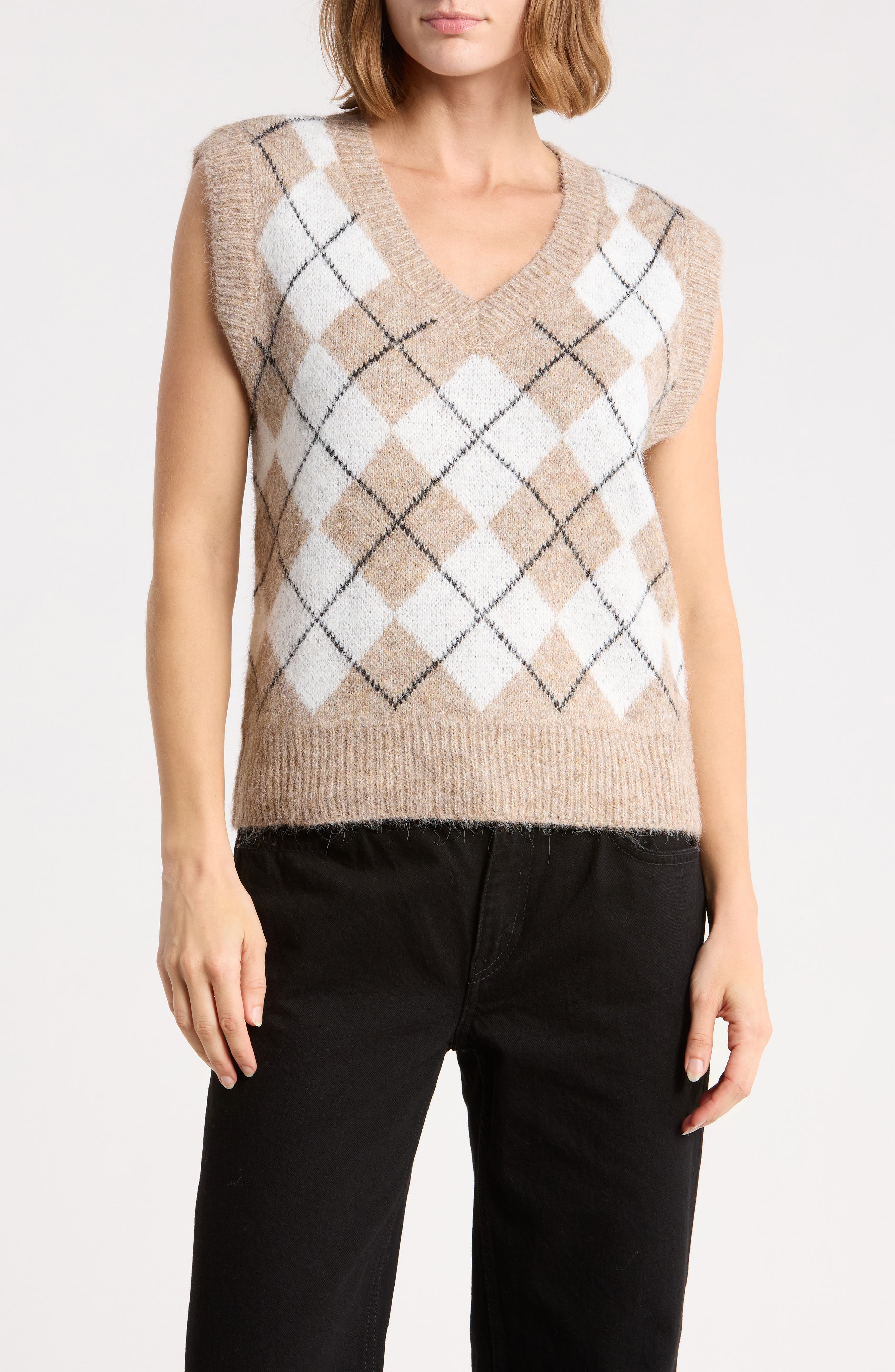 V-Neck Argyle Vest