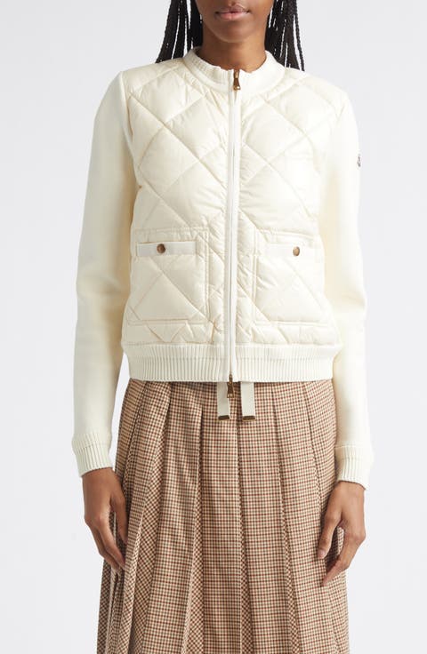 Cotton & Nylon Quilt Front Cardigan