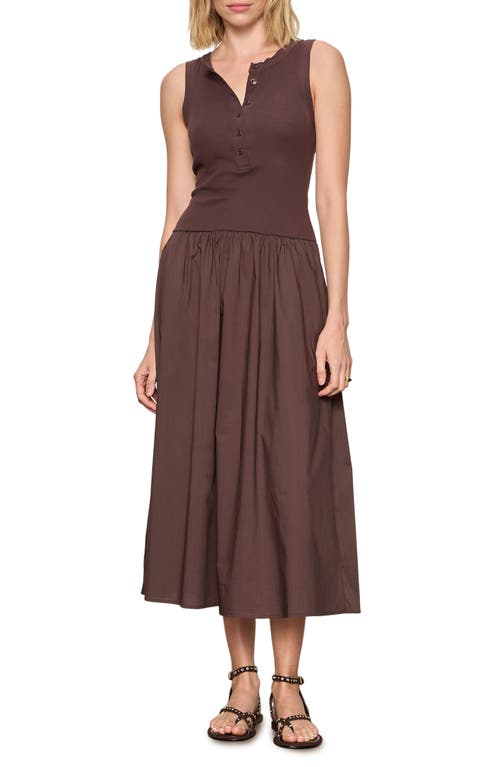 Sanctuary Breakaway Mixed Media Cotton Midi Dress in Rich Soil Brown at Nordstrom, Size 3X