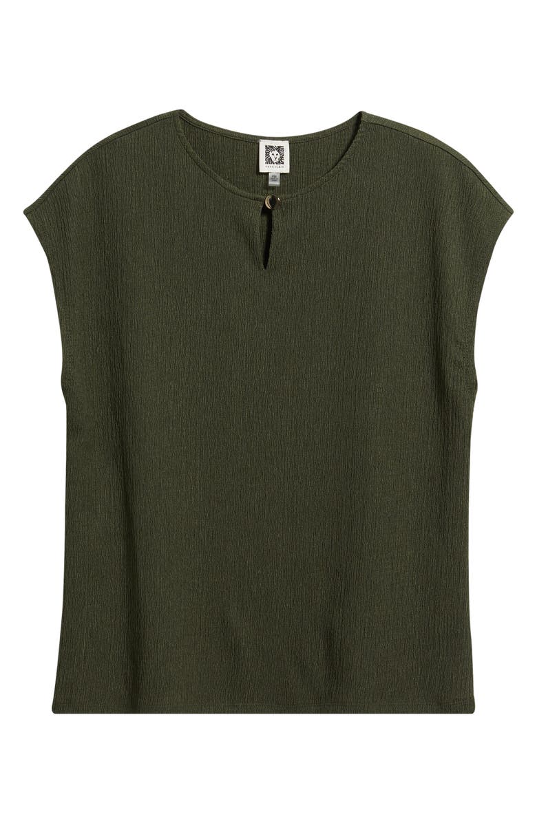 AK ANNE KLEIN Textured Keyhole Top, Alternate, color, Dark Bay Leaf