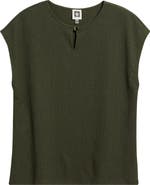 AK ANNE KLEIN Textured Keyhole Top