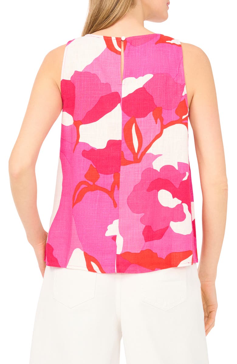 Vince Camuto Floral Print Linen Tank, Alternate, color, New Ivory Poppy Print
