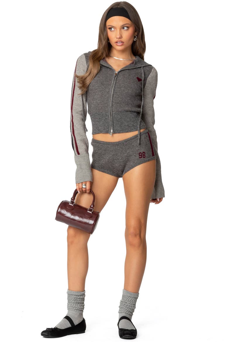 Heart Knit Micro Shorts, Alternate, color, GRAY