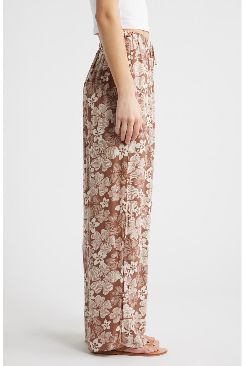 Aloha State Tie Waist Beach Pants, Alternate, color, BROWN