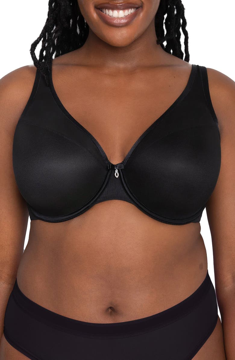 Curvy Couture Underwire Plunge Bra, Alternate, color, Black