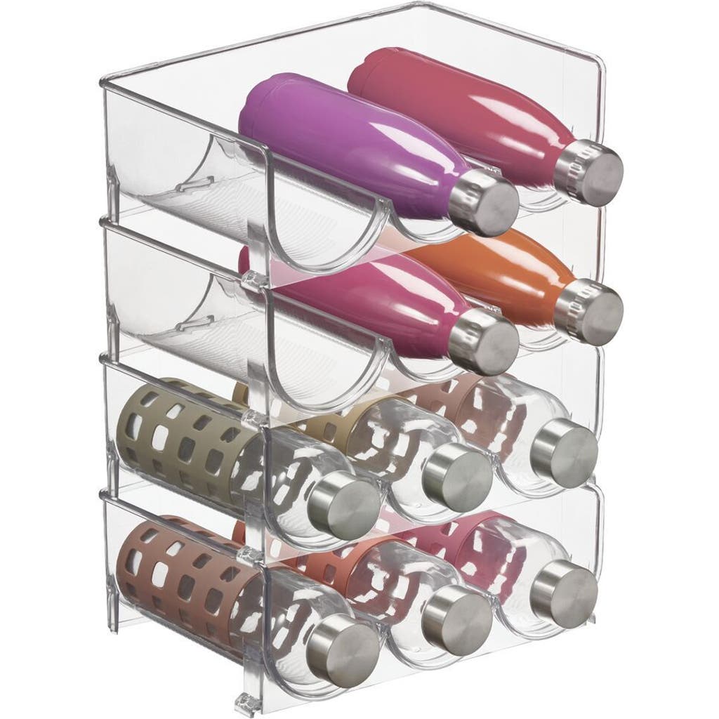 Mdesign Plastic Free-standing Stackable Bottle Storage Rack, 2 Pack In Transparent