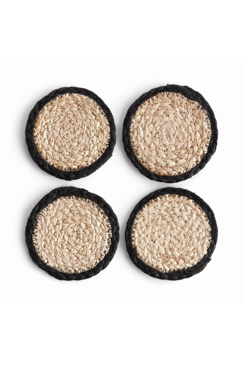Jute Coaster Set, Main, color, Black