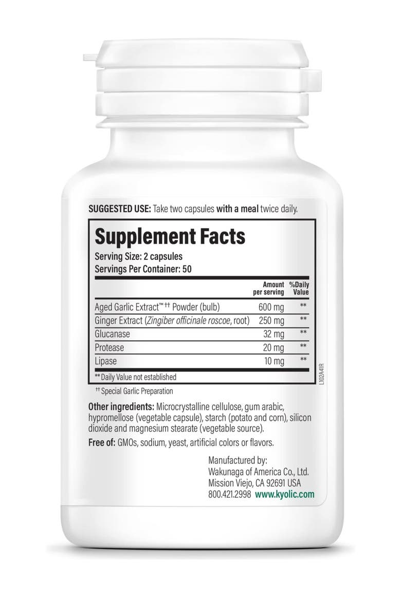Aged Garlic Extract Formula 102, Cleanse & Digestion, Ginger and Enzyme Complex, 100 Capsules, Alternate, color, None