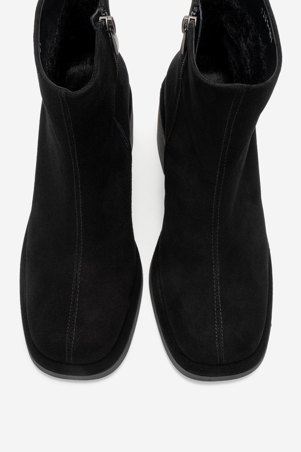 Forever & Always Shoes Junae Leather Block Heel Boot, Alternate, color, Black Suede