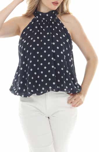 Polka Dot Halter Bubble Hem Top