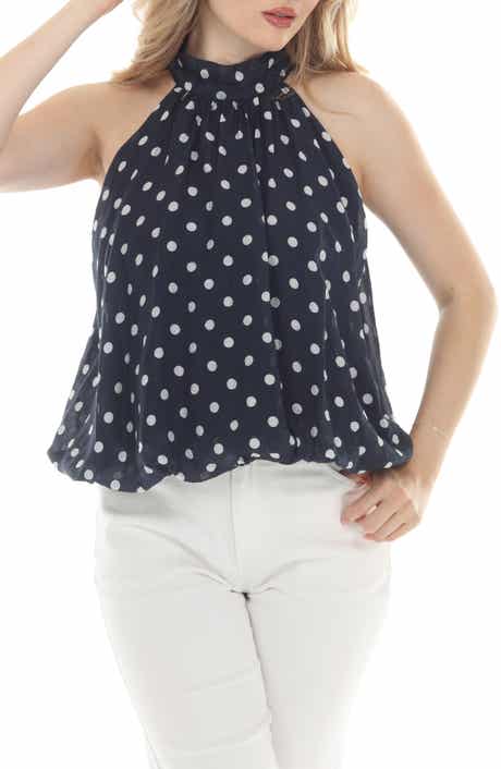 Polka Dot Halter Bubble Hem Top