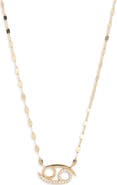 LANA 14K Gold Diamond Zodiac Cancer Pendant Necklace - 0.137ct.