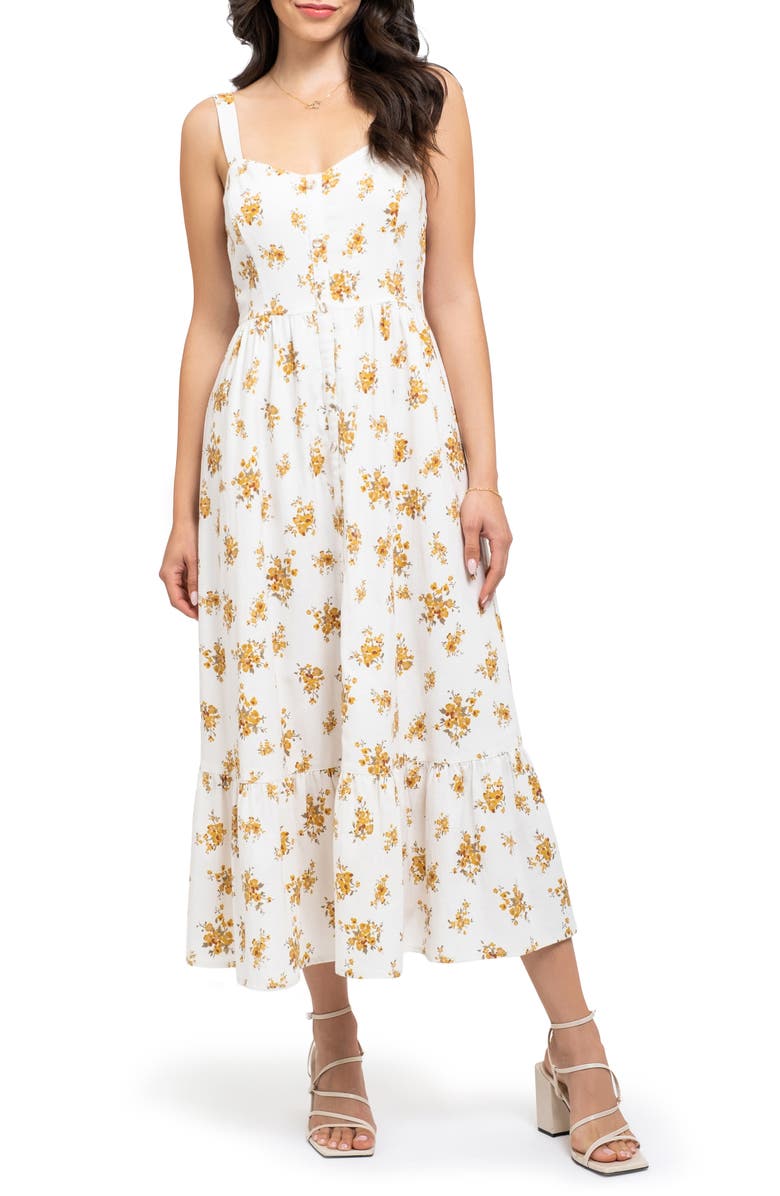 AUGUST SKY Floral Sleeveless Midi Dress, Main, color,