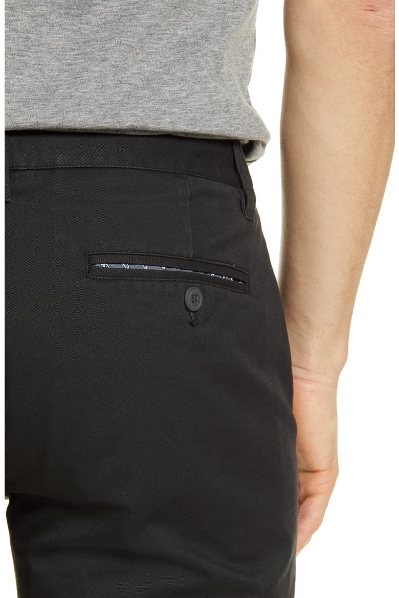 Tailored Fit Washed Stretch Cotton Chinos, Alternate, color, JET BLACK