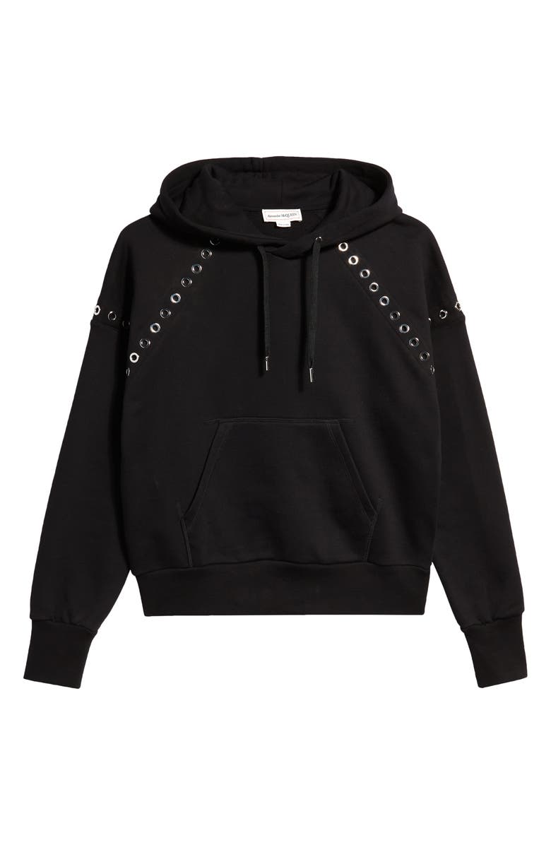 McQueen Eyelet Detail Cotton Hoodie, Main, color, 