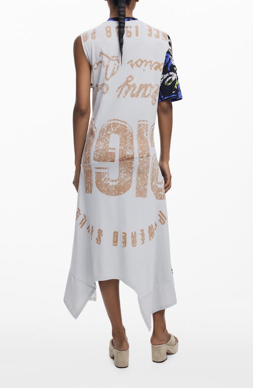 Desigual Asymmetric Cotton Jersey Midi Dress In Multi
