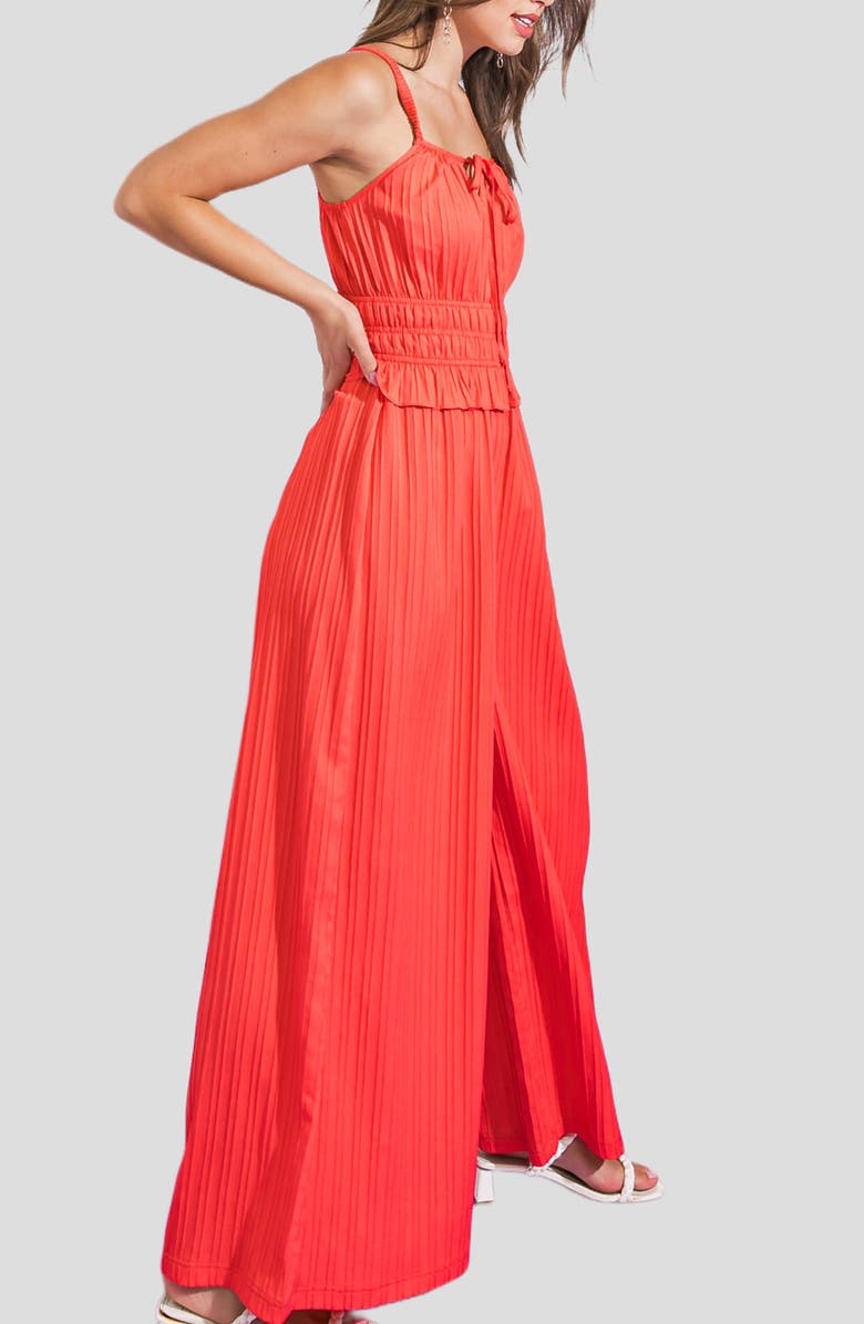 FLYING TOMATO Sleeveless Rib Wide Leg Jumpsuit, Alternate, color, Coral Red
