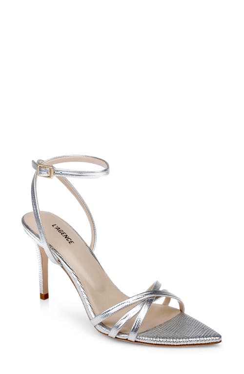 L'agence Dua Ankle Strap Sandal In Silver