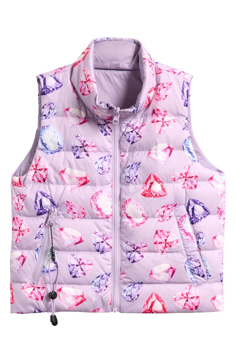 CALONIE Kids' Casey Reversible Down Puffer Vest, Main, color, Purple