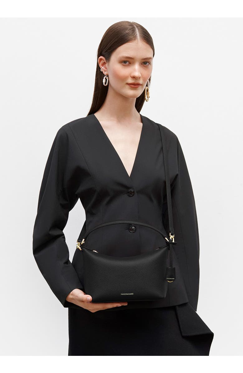 MAISON de SABRÉ Small Leather Soft Hobo, Alternate, color, Black Caviar