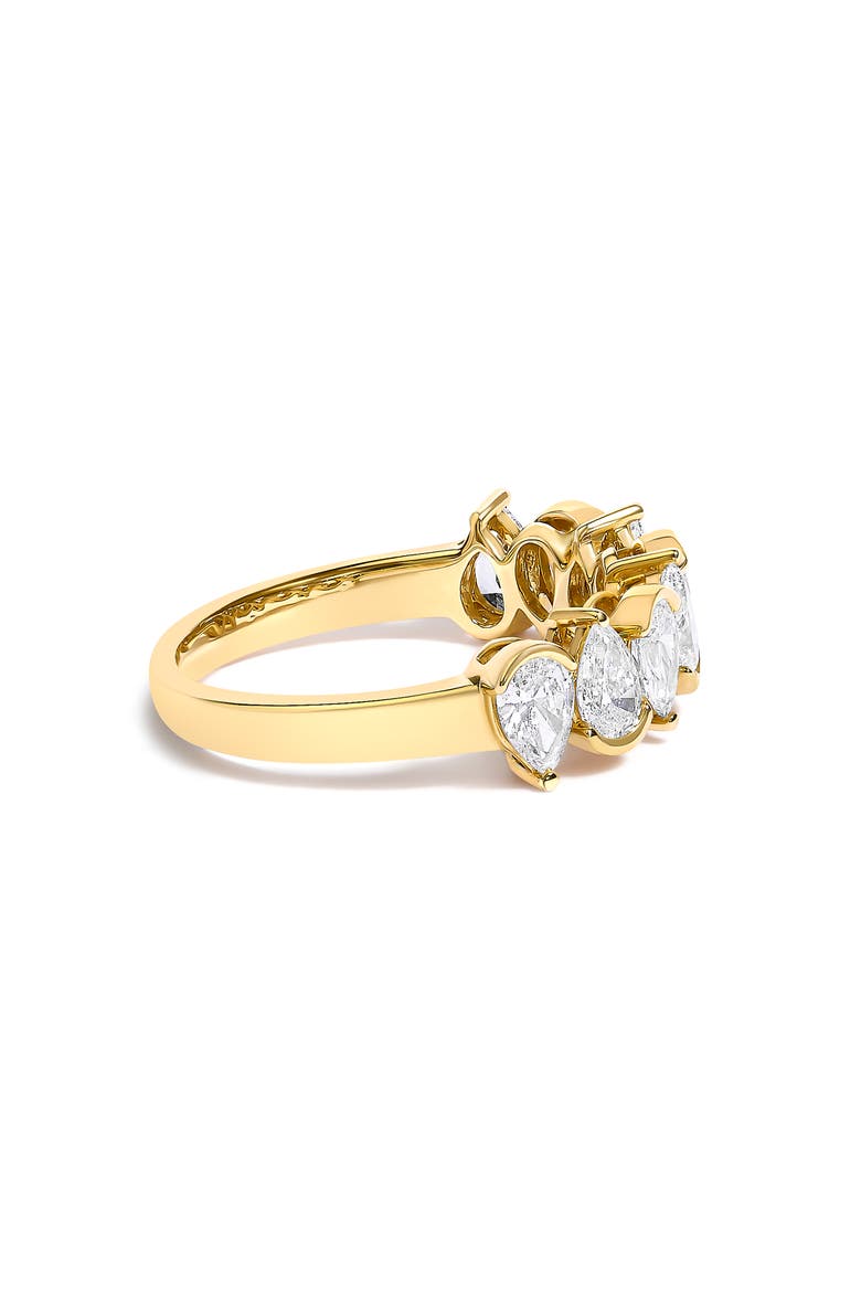 14K Gold 1 2/3 Cttw Lab Grown Pear Shaped Diamond Band Ring, Alternate, color, Yellow Gold