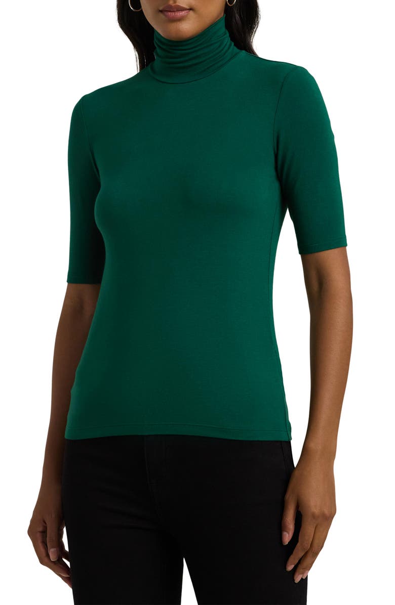 Lauren Ralph Lauren Jersey Turtleneck Top, Main, color, 