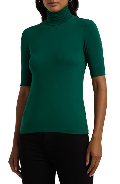 Lauren Ralph Lauren Jersey Turtleneck Top in Deep Emerald 