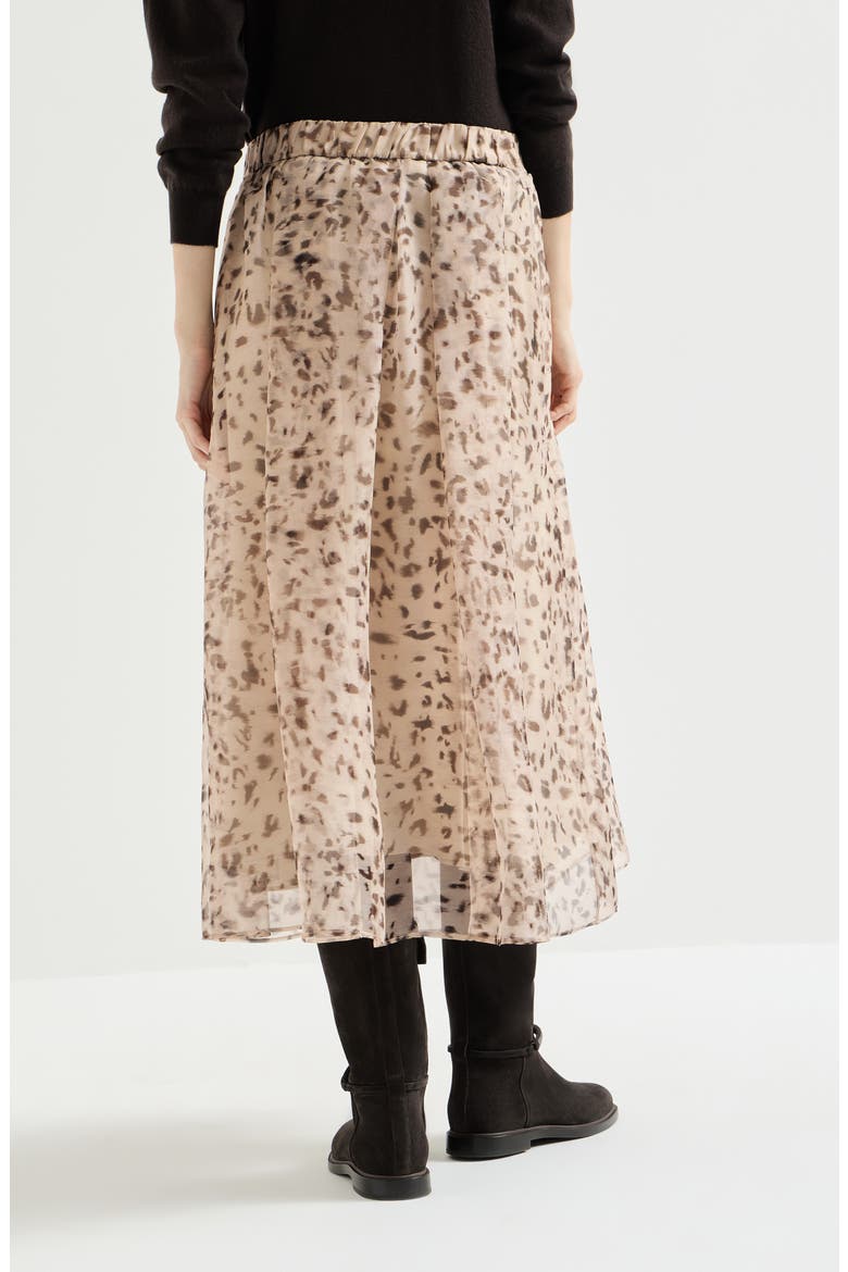 Lynx print silk organza pleated skirt, Alternate, color, Multicoloured