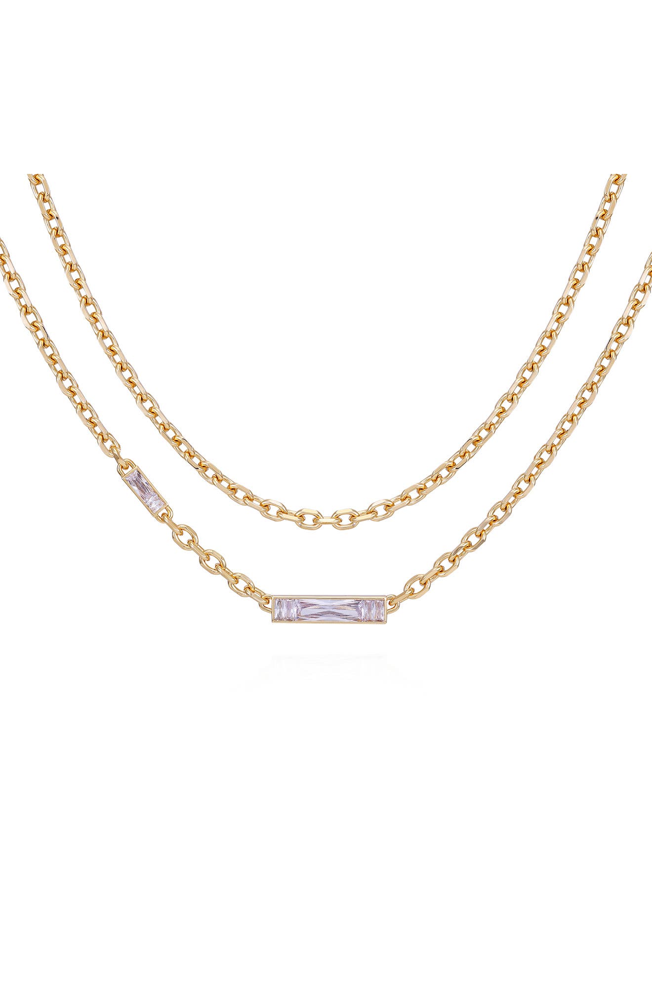 Vince Camuto Crystal Layered Chain Necklace