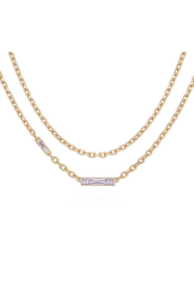 Vince Camuto Crystal Layered Chain Necklace, Main, color, Gold Tone