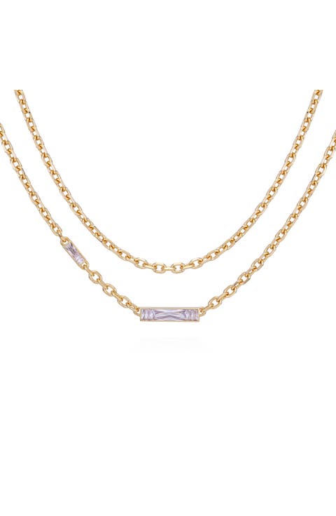 Crystal Layered Chain Necklace